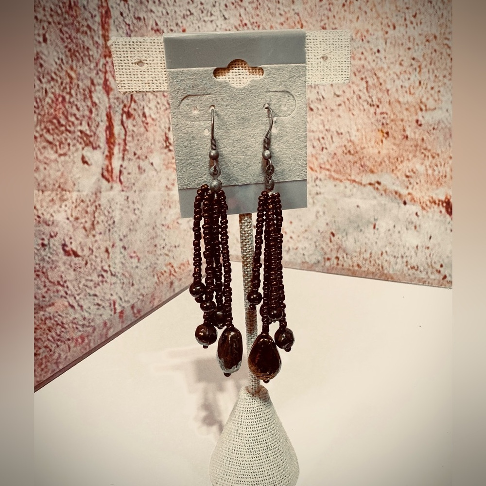NWT Elegant Boutique Copper Beaded Dangle Earrings